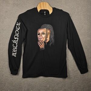 Archangel Shirt Mens XL Black Long Sleeve Mask Two Face Horror Graphic Tee